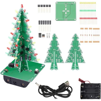 3D Árvore de Natal de Solda Projeto de Eletrônica DIY Kit Actualizado a 7 de Cor de LED Piscando PCB de Solda, Montagem de Kit de Decoração de Época
