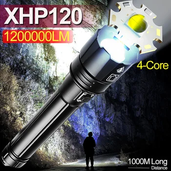 XHP120 Mais Potente Lanterna Led 3 Modos de Zoom Luz da Tocha XHP90 de Alta Energia Recarregável Lanterna Tática de Caça Lanterna