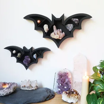 Halloween Morcego Forma De Caixão Prateleira De Armazenamento De Caixa De Assustador Festivas, Decoração De Cozinha Parede Da Sala De Estar Gótico Ornamento