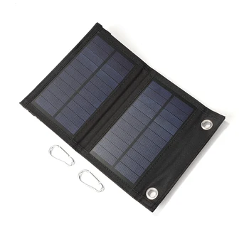 Impermeável Dobrável 6W Alimentação de 5V Banco Carregador Solar Células de Bateria Portátil USB Painéis Solares Telefone Móvel ao ar livre Mosquetão