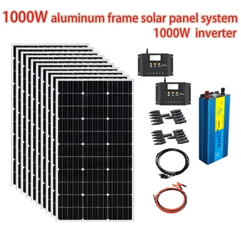1000W com moldura de Painel Solar, Célula Solar system kit &110V 220V inversor de 12V Carregador de Bateria Acampamento RV Caminhadas ao ar livre Usando