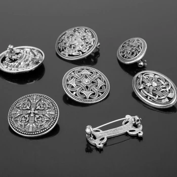 Viking Manto Lenços Broche Redonda/Oval De Mama Pins, Broches Vintage, Pin Emblema Viking Nórdico Medieval Manto Pin Bijuterias