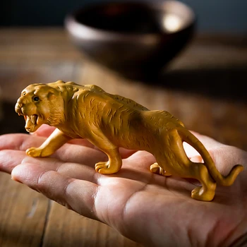Buxo 13cm 17cm Tigre Escultura Escultura em Madeira Besta Sorte de Animais de Decoração de Casa