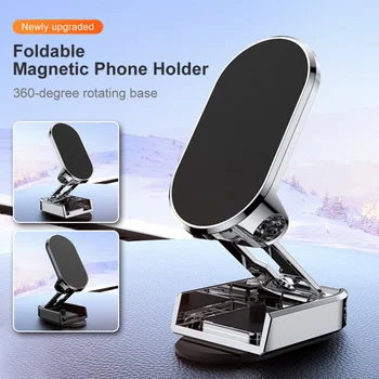 Magnético de carro de telefone do suporte da liga de alumínio do painel dobrável giro de 360 graus de navegação suporte para o iPhone 14 Pro max.