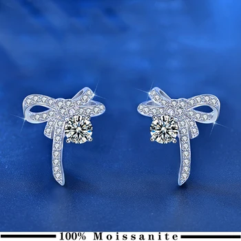 0.5 CT Certificada de Moissanite Brincos para Mulheres Platina Chapeamento de Prata Diamante Orelha Studs Casamento Jóias Finas