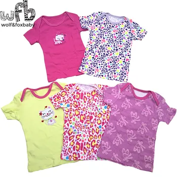 Varejo 5pcs/pack 0-24 meses de curto manga camiseta Baby Infantil cartoon recém-nascidos roupas de meninos meninas rapazes raparigas bonito Roupas de verão