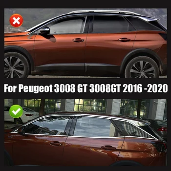 Peugeot 3008 GT 3008GT 2016 2017 2018 2019 2020 Carro de Aço Inoxidável Enfeite Pilar Janela Faixa do Meio Moldura Capa da Lâmpada
