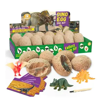 Ovos de dinossauro Para Crianças 12PCS Dino Ovo de Escavação Kit de HASTE Brinquedos Para 3-12 Anos de Idade as Crianças Educacional Cavar Kit Com 12 Ovos Fácil