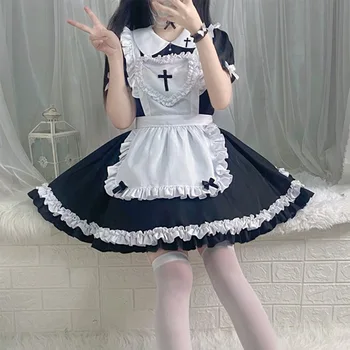 HAYA de 2022 Sexy Novo Vestido Lolita Japão Clássico de manga comprida Empregada Bonito Japonês Empregada Cosplay Mulheres Empregada Vestido de Halloween