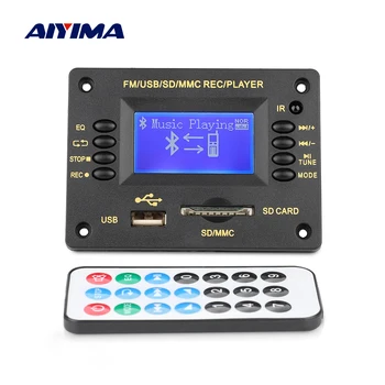 AIYIMA 12V Decodificador de MP3 Placa de Áudio MP3 Player Bluetooth 5.0 Decodificador Suporte USB SD AUX FM EQ Exibição de Letras de Gravação de Rádio