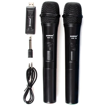 Zansong Uhf Usb de 3,5 Mm Microfone sem Fio Megafone de Mão Microfone com o Receptor para o Karaoke de Voz do Altifalante V20