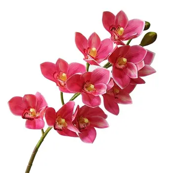 4p PU Orquídeas Impressão 3D Efeito Cymbidium Artificial Toque Real de Orquídeas 6 Cores para o Casamento Centrais Casa de Flores Decorativas