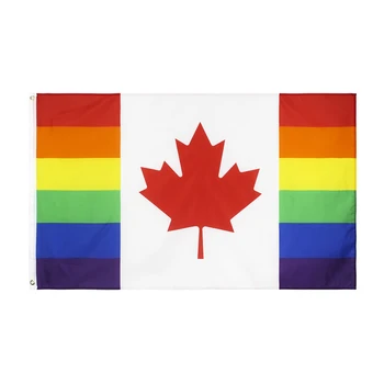 90*150cm LGBT arco-íris canadense bandeira do orgulho gay do canadá para a decoração