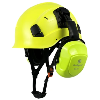 Capacete de segurança Com Earmuff Para Engenheiro Ajustável Aberturas de Trabalho Tampa Para Homens CE ABS Rígido Chapéu ANSI Proteção Industrial de Resgate