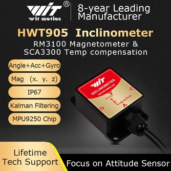 Alta Precisão Inclinômetro HWT905 Militar-Grau Acelerômetro+Bússola Digital+Gyro,com Temperatura e Magnetômetro de Compensação