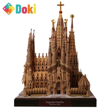 Doki DIY Brinquedos de Quebra-Sagrada Família Espanha Papel Ofício Modelo de Arquitetura em 3D DIY Educação Brinquedos Trajes Adultos feitos a mão Jogo de Quebra-cabeça