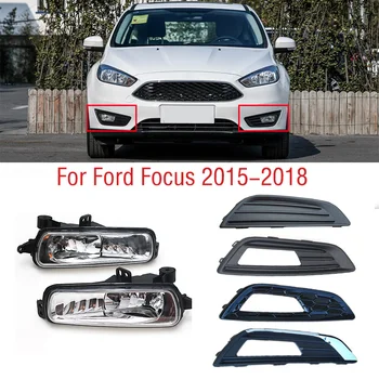 Foglight Foglamp Para Ford Focus MK3 2015 2016 2017 2018 pára-choque Dianteiro Luz de Nevoeiro DRL Condução Diurna Tampa da Lâmpada Quadro a Capa Grade