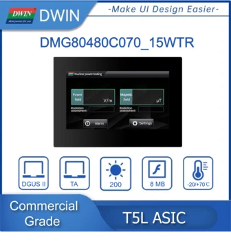 DWIN de 7 Polegadas 800*480 com Exibição de Shell, IHM TFT Módulo, Touch Screen Resistivo - DMG80480C070_15WTR