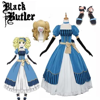 Anime Black Butler Kuroshitsuji Elizabeth Midford Cosplay Traje Lizzy Festa Vestido De Lolita Peruca, Sapatos Conjunto Completo Festa De Halloween