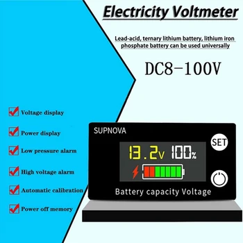 Amperímetro Voltímetro 6133A LCD de Tensão Elétrica E de Dois Fios 8-100V Digital Ddisplay Quantidade Elétrica Medidor de Capacidade da Bateria Índico