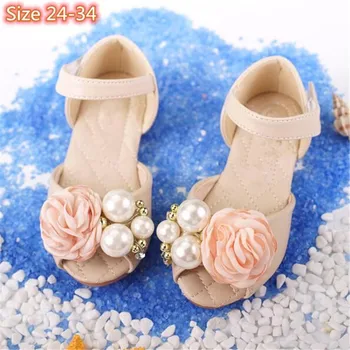 Exquisite fashion bonito filhos Pérola flor sandálias de verão de 2019 nova versão coreana meninas princesa sapatos macio, com solado de sandálias
