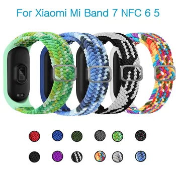 Para Xiaomi Mi Banda 7 NFC 6 5 Alça Colorida Trançada de Nylon Laço da Correia de Pulso Casual Relógio de Pulseira Pulseira Leia Correia