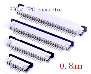 10pcs FFC / FPC conector de 0,8 mm de espessura de 5 Pinos 6 7 8 10 12 14 16 18 20 22 24 26 28 30P Gaveta Tipo de Fita Mini Conector de Topo de Contato