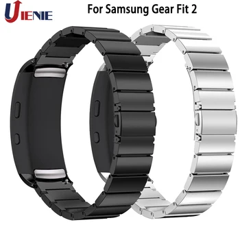 De Aço inoxidável Relógio Banda Correias para Samsung Engrenagem de Ajuste 2 Fit2 Pro SM-R360 Inteligente Pulseira de Metal, Pulseira Substituir Correia