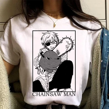 Anime Motosserra Homem Camiseta T-Shirt dos Homens Gráfica Tees Mulheres Plus Size T-shirt Superior Tees Harajuku T-Shirt Tops