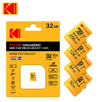 NOVA KODAK Micro Cartão de Memória SD de 256 GB 95MB/s Class10 U3 UHS-I de 32GB e 64 GB, 128 GB TF Cartão de 4K HD para leitor de Cartão do USB adaptador microsd