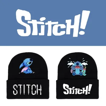 Disney Lilo e Stitch Ponto de desenhos animados Impresso Chapéu de Malha de Hip-hop de Lã Chapéu Chapéu de Homens e Mulheres de Outono e Inverno Para Manter Aquecido