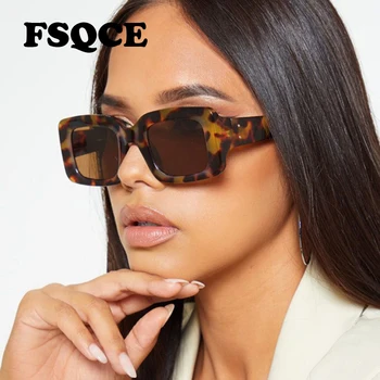 FSQCE Vintage Óculos de sol da Moda Retângulo de Sombras Para Mulheres Retro Única Praça da Marca do Designer Grande Armação Óculos de Sol
