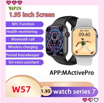 VIP LINK 5PCS W57 Smart Watch Homens 1.95 polegadas Série 7-o Sempre Em exposição ECG NFC Siri Chamada Bluetooth sem Fio de iwo 45MM Smartwatch