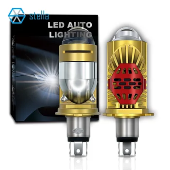 Stella Bi LED Lente do Projetor Mini Lâmpada H4 110W Canbus 14000LM Fácil de Instalar o Ventilador de Refrigeração da Lente do Farol Para Carro/Moto 8-90V