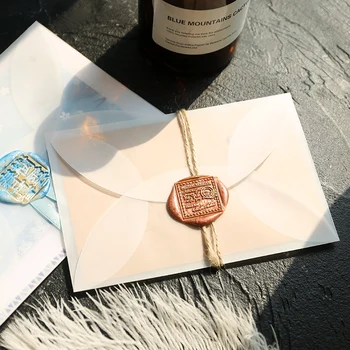 10pcs/lot Semi-transparente de Ácido Sulfúrico Envelopes de Papel Para Diy Postal, Convite de Casamento de Cera de lacre Adesivo