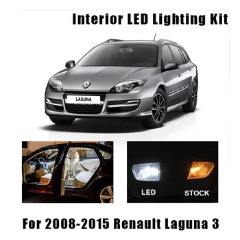 18pcs Canbus Erro de Estacionamento Gratuito Lâmpadas LED Interior de Leitura Luz de Abóbada do Kit Para 2008-2015 Renault Laguna III 3 MK3 da Placa de Licença Lâmpada