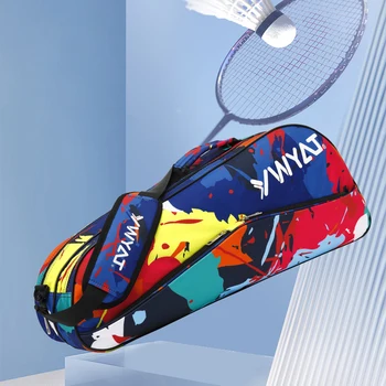Original YWYAT Badminton Saco para 3 Raquetes de Badminton de Grande Capacidade com Duplo Compartimento Raqueteira de Raquete, Sacos de Desporto de Badminton