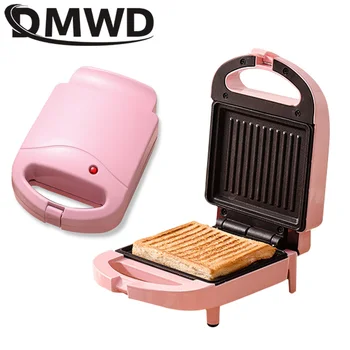DMWD Elétrico, sanduicheira Mini Luz Alimento o Pão Muffin de pequeno-Almoço Máquina Omeletes Pan Panini Grill no Forno Aquecedor de 650W