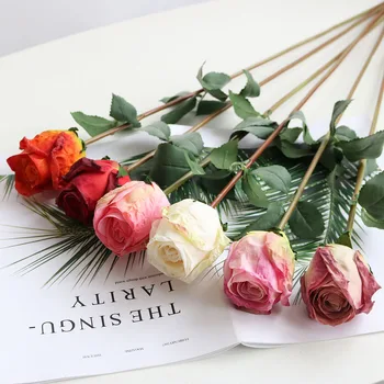 1PCS/55CM de Seda Artificial Flores Rosa de Casamento Home DIY Buquês, Acessórios de Artesanato Branco Falso Flor