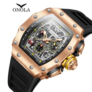 Moda homens do relógio marca ONOLA de luxo esporte grande, impermeável relógios de quartzo para homens relógio masculino