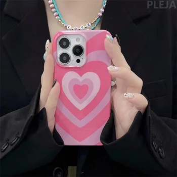 Cor-de-rosa Corações Metade Moldado de Alta Qualidade Dura da caixa do Telefone para o iPhone Pro 13 12 11 Pro Max X XR XS máxima da folha de Moda Bonito Casos