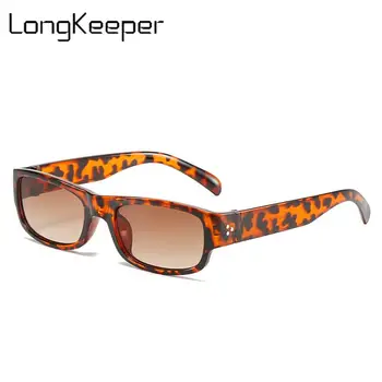 Retângulo pequeno Vintage, Óculos de sol das Mulheres da Marca do Designer Retrô Leopard Óculos de Sol Feminino Óculos Olho de Gato Condução Óculos de proteção UV