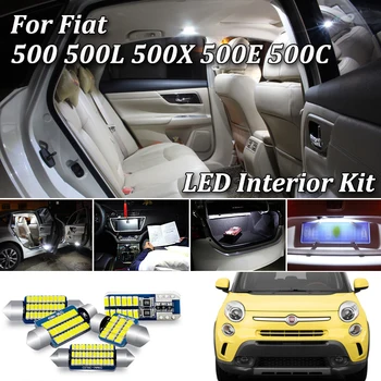 100% Branco Não tem erro Carro Bulbo do DIODO emissor de luz de tecto interior Kit Para Fiat 500 500 LITROS de 500X 500E 500 interior do DIODO emissor de luz da Lâmpada do Kit 2007-2018