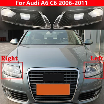 Para Audi A6 / C6 2006-2011 Farol Dianteiro do Carro da Lente Tampa de vidro Auto Shell Farol Abajur transparente tampa da lâmpada de luz de cabeça