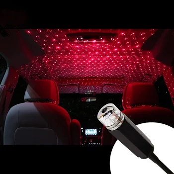 USB Recarregável Interior do Carro Decorativa Luzes Coloridas Estrelas do Céu Carro de Música de Luz Ambiente Telhado Atmosfera da Lâmpada de Projeção