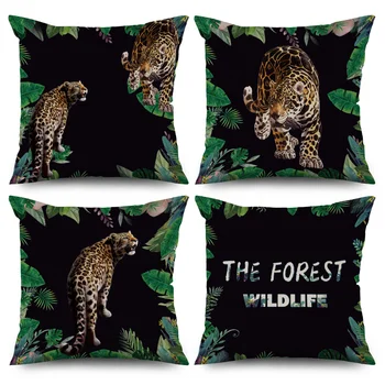 A Vida Selvagem Leopard Fronha Decorativo Sofá Almofada Caso Verde Preto Travesseiro Tampa Casa Carro Sofa Decoração De Escritório