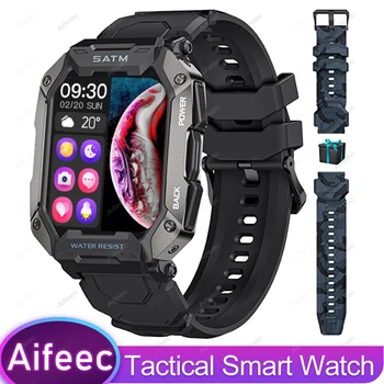 Militar de Esportes ao ar livre Smart Watch Homens 5ATM Impermeável de Oxigênio no Sangue Tático Smartwatch de 15 Dias a Vida útil da Bateria para Samsung iPhone