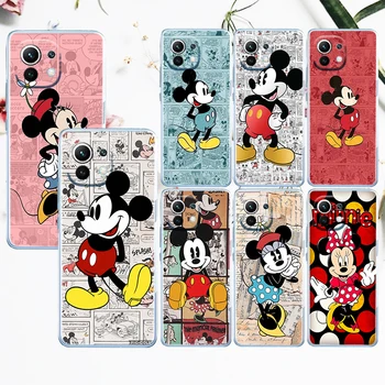 Rato de Minnie do Mickey de Arte Caso De Telefone Xiaomi Mi 12T 12S 12X 12 11 11T 11i 10T 10 9 Pro Lite Ultra 5G de TPU Transparente Tampa