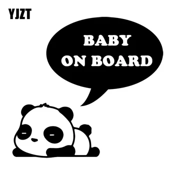YJZT 15.3X14.3CM de Dormir Panda Bonito dos desenhos animados Etiqueta do Carro BEBÊ a BORDO de Personalidade Decalque Acessórios C25-0295