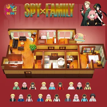 Popular série de Anime Arnia Spy x Família Sala de Blocos de Construção de Mini-Figuras de Ação Casa de Tijolos de Brinquedos Para as Crianças Presentes de Natal